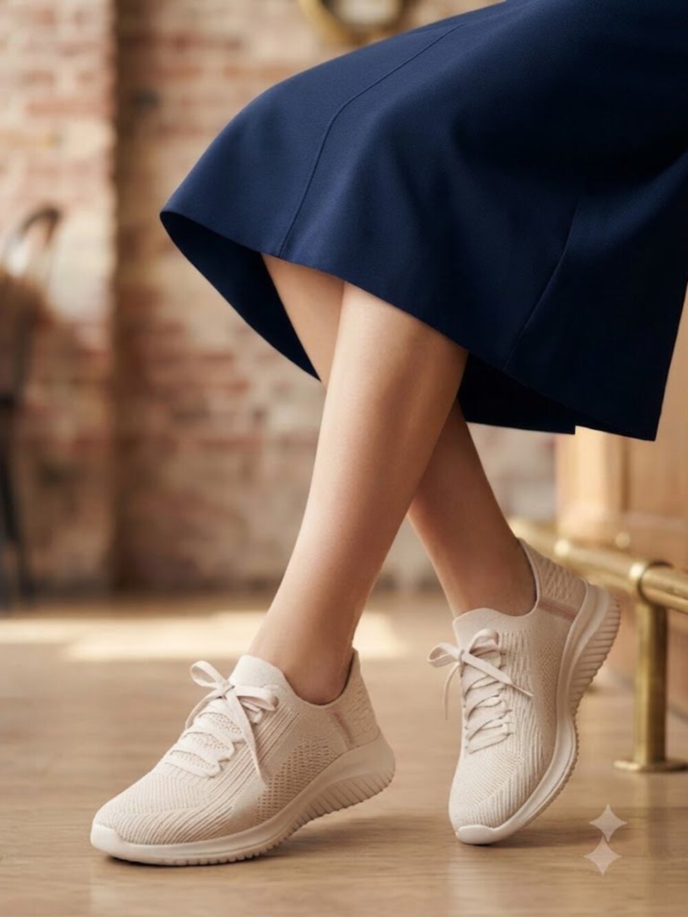 Cream/Off-White Lightweight Knit Athleisure Sneakers